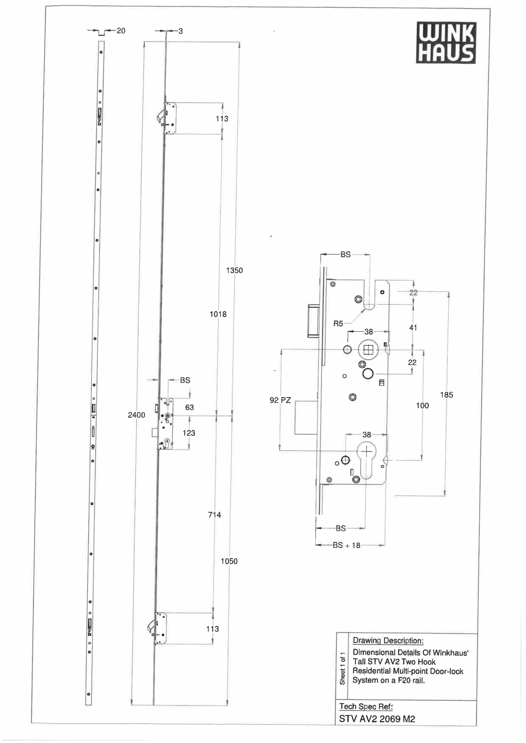 STV AV3 45mm Backset Tall Lock SUNFLEX UK Parts Shop